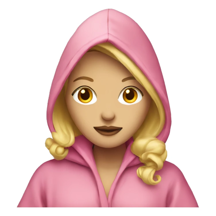 Blonde woman pink robe with hood smoking  sticker