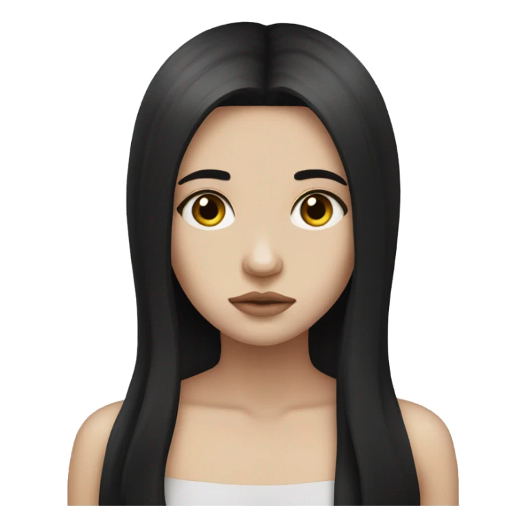 Pale girl with long black hair sad sticker