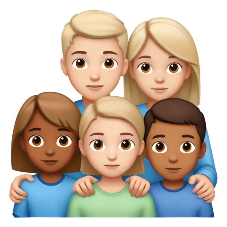 two teen boy siblings posing with a random 10-year-old girl sticker