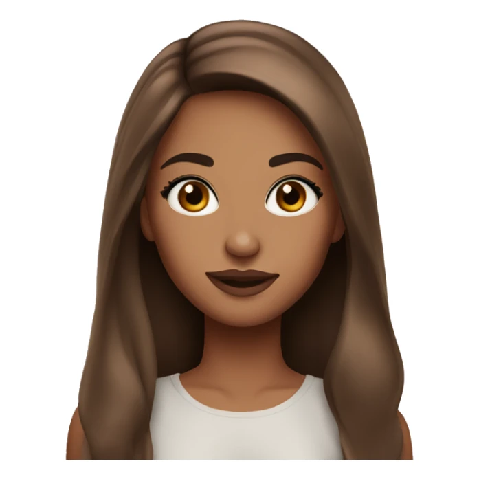 pretty girl makeup with long brown hair sticker