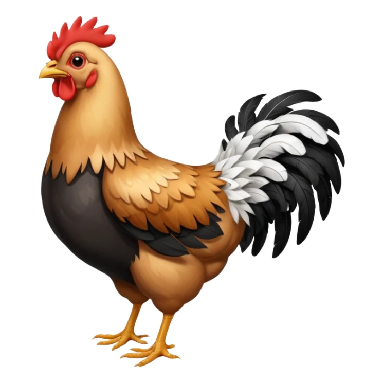 chicken with body covered every feathers is a mix of black and white color, full body   sticker