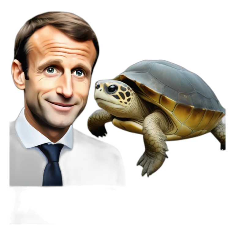 Emmanuel Macron avec une tortue et une loutre sticker