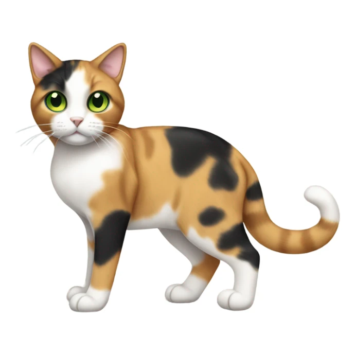 Full Body Calico Cat with Green Eyes sticker