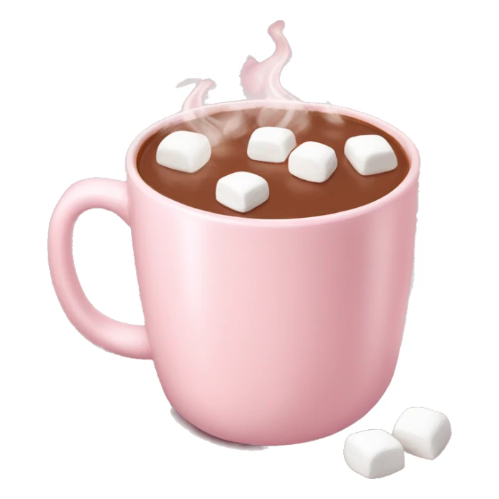 Light Pink mug of hot chocolate with marshmallows  sticker