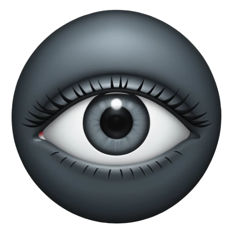 Minimal emoji, gothic futuristic eye, cold grey sclera, the pupil is fully replaced by a solid black number 8 eight, occult cyber aesthetic, sharp clean lines, flat emoji design, centered, transparent background sticker