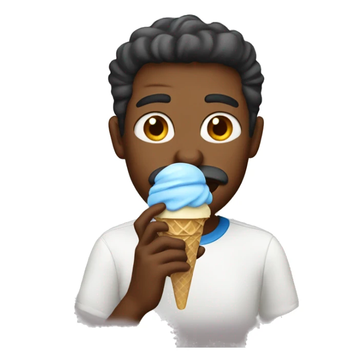 man eating vanilla and blue ice cream sticker