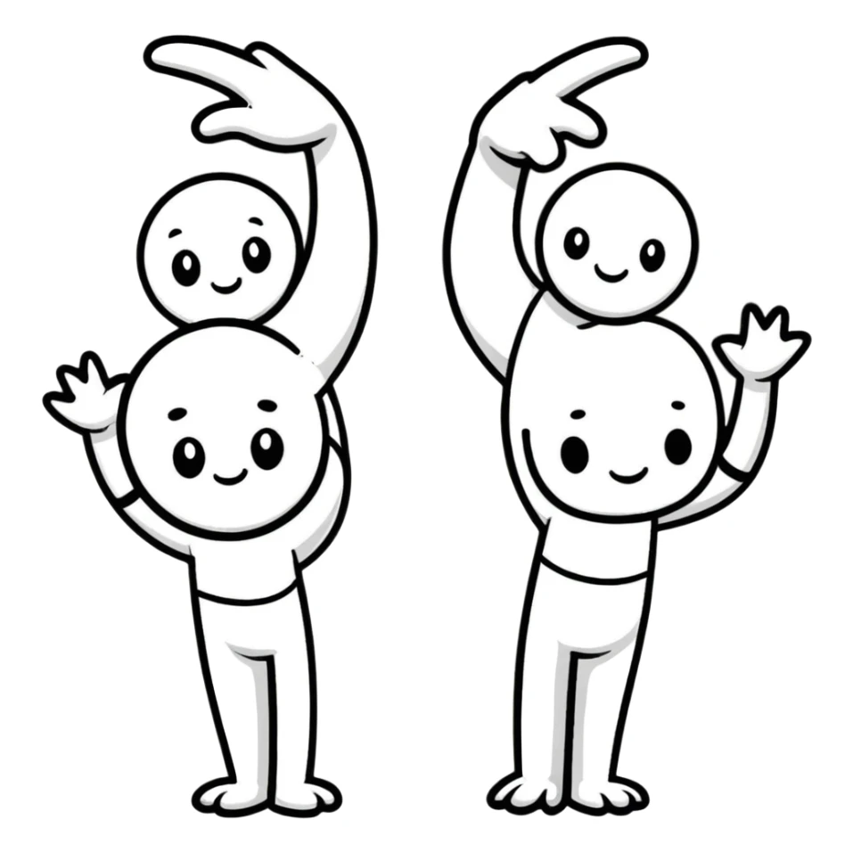 Three cartoon characters: X, 1, and X as individuals with faces and limbs sticker