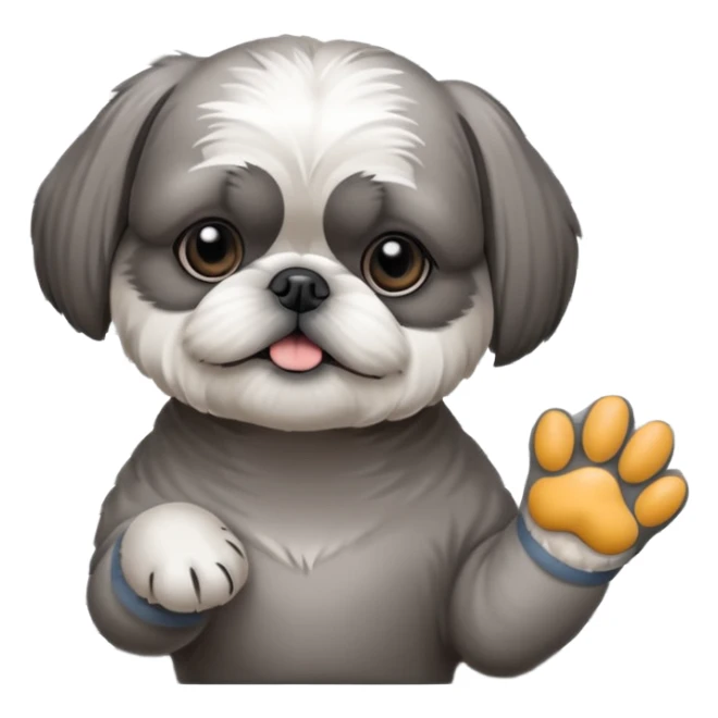 cute all grey shih tzuh behind window blinds pulling them open with one paw and PEEKING through the slit between the blinds sticker