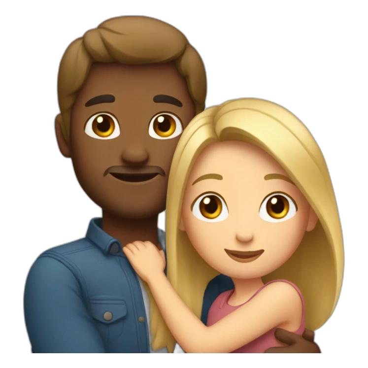 Woman with long hair and man with short hair hug each other sticker