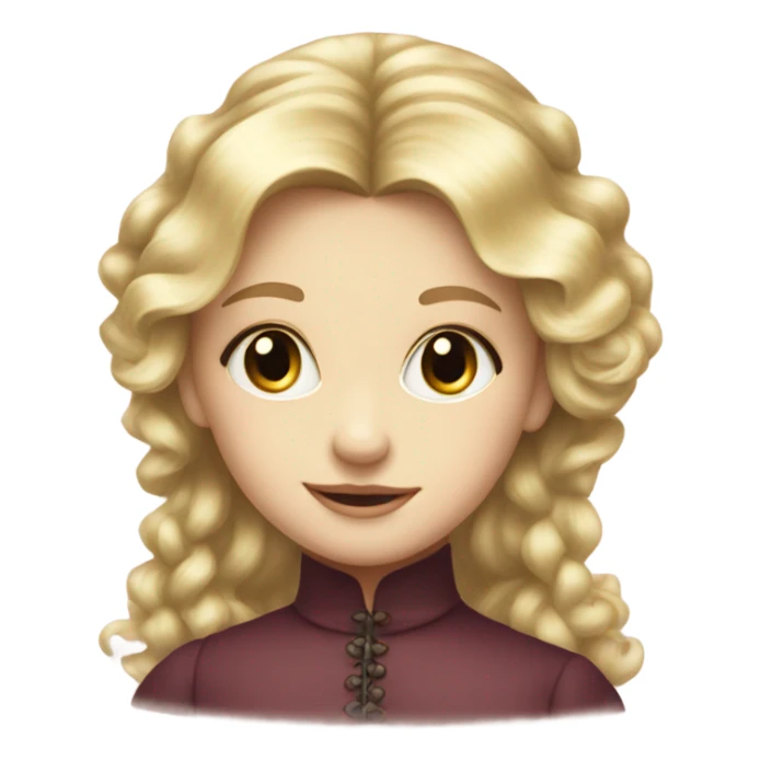 Young blond girl on victorian era long hair sticker