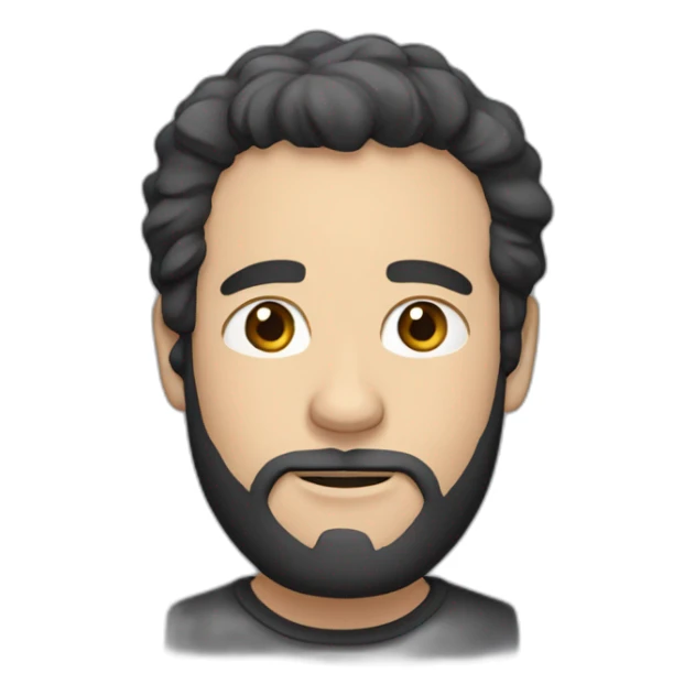 White man with unshaven beard and black hair sticker