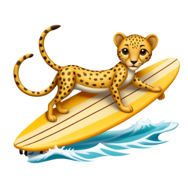 Guépard avec des tongs et planche de surf  sticker