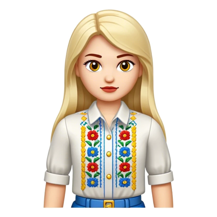A Ukrainian girl in an embroidered shirt holds Lego bricks sticker