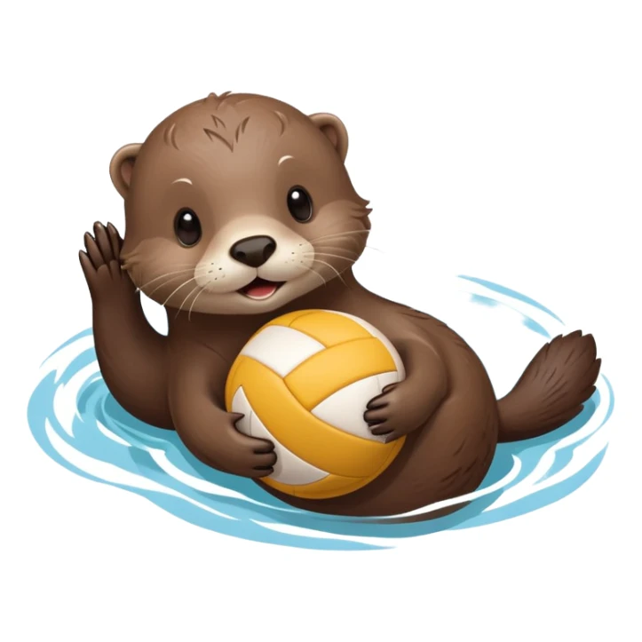 adorable otter floating on its back on water holding a volleyball on its tummy sticker