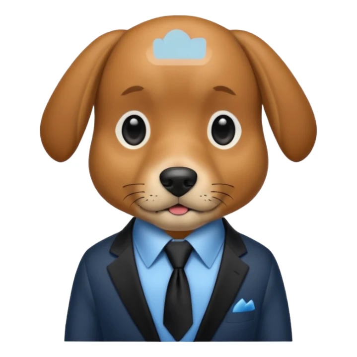 brown dog with black tie,blue shirt sticker
