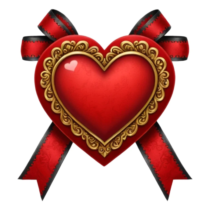 heart with gothic velvet ribbon sticker