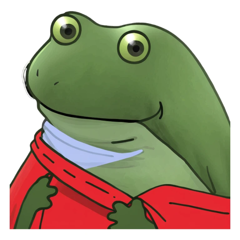 bufo frog wrapped in a blanket, red nose, shivering sticker