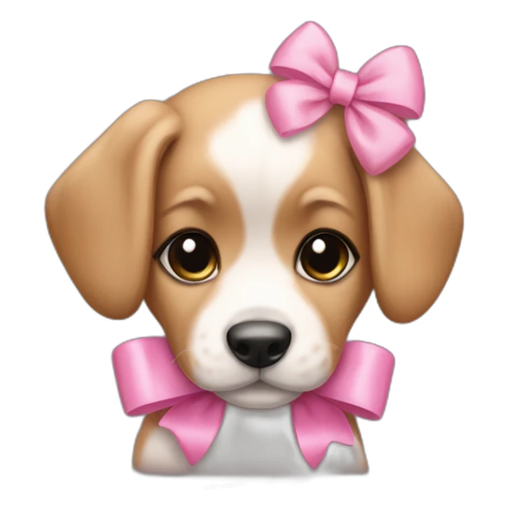 puppy girl wearing pink bow sticker