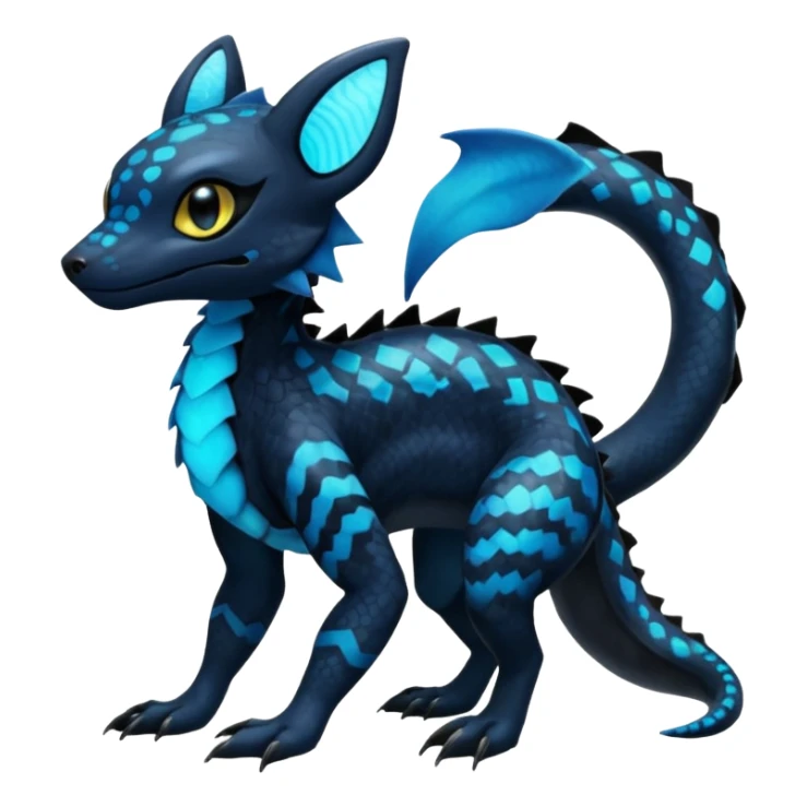L Scaley Exotic Salandit-Aurorus-Umbreon-Fakémon-hybrid-creature (full body)  sticker