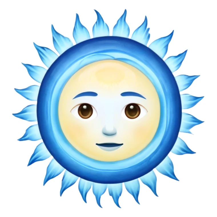 "A mystical blue sun surrounded by soft watercolor light rays."
 sticker