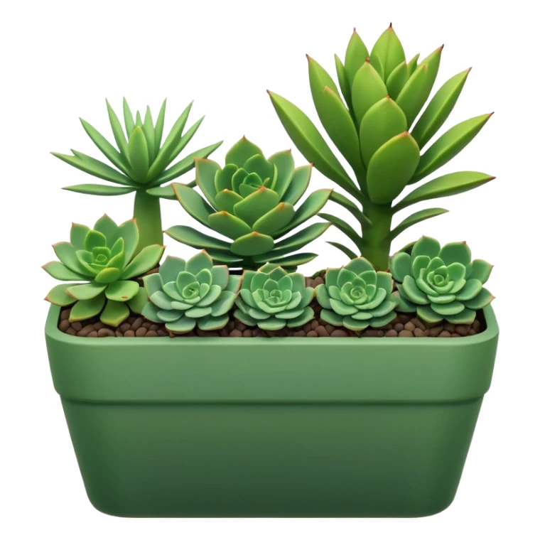 succulents in a long green planter sticker