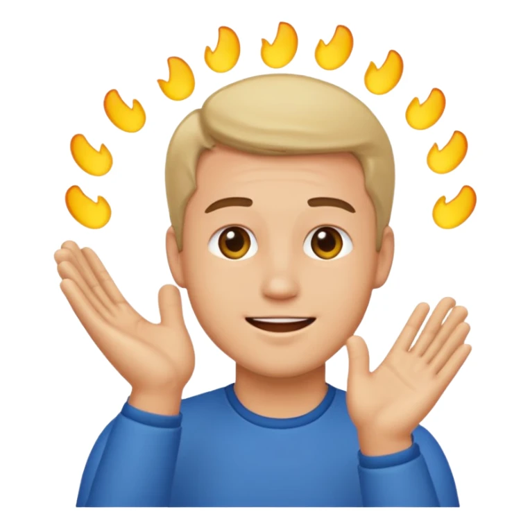 caucasian man clapping, emoji style sticker