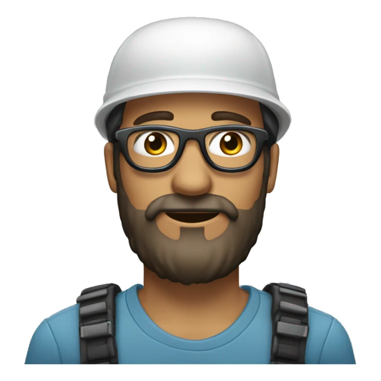 Trabalhador com capacete de segurança oculos e barba rala sticker