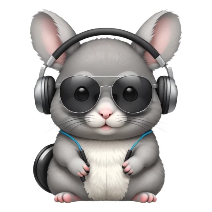 chinchilla with sunglasses and headphones sticker