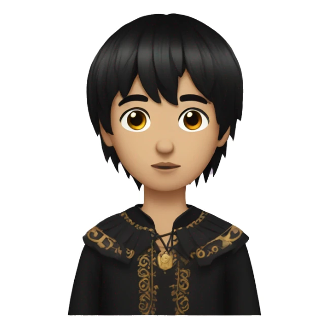 Byzantine Mexican Goth boy with black hair and bangs  sticker