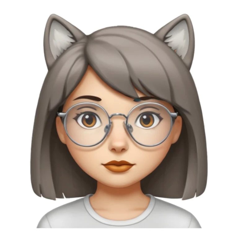 shoulder length, wolf cut girl with round, but square glasses alternative sticker
