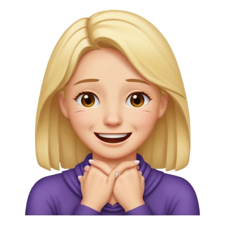 Female with a laughi  nut n crying face hands crossed around neck sticker