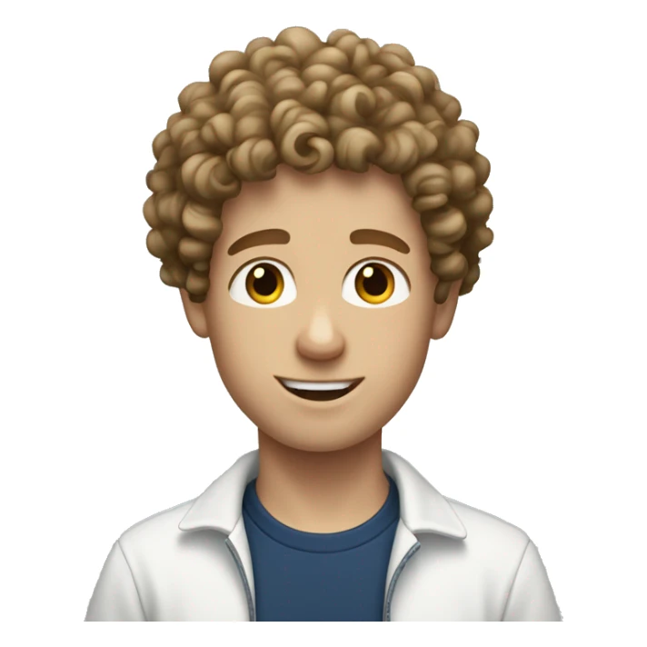 Curly haired white boy wearing whie tshirt and dark blue pants sticker