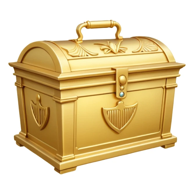 Ark of the Covenant, ornate gold box with handles, rays of light sticker
