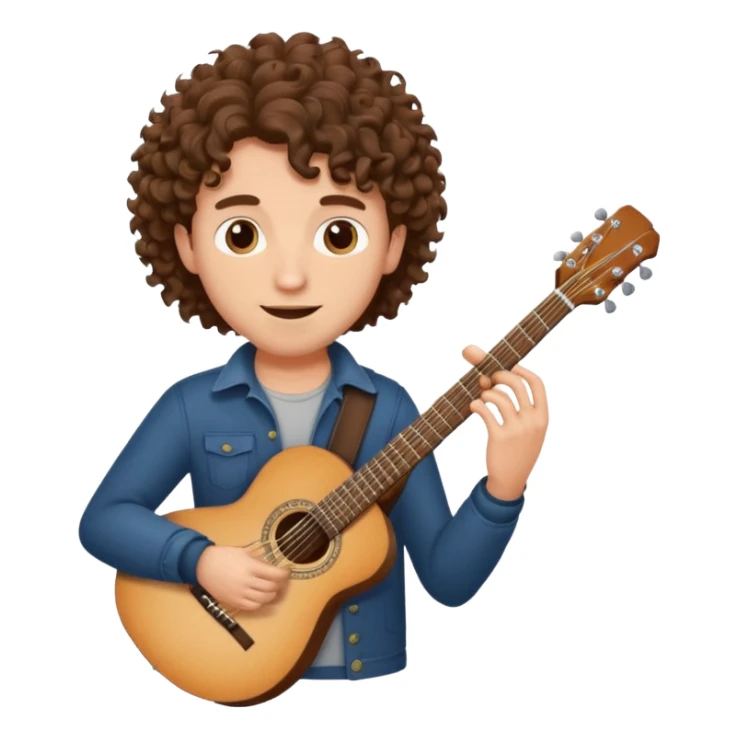 Man with curly hair playing guitar  sticker