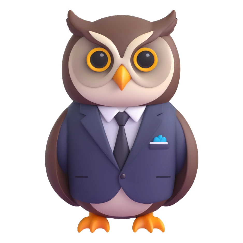 owl wearing a business suit sticker