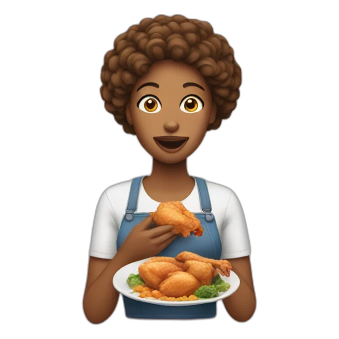 Women eat chicken sticker