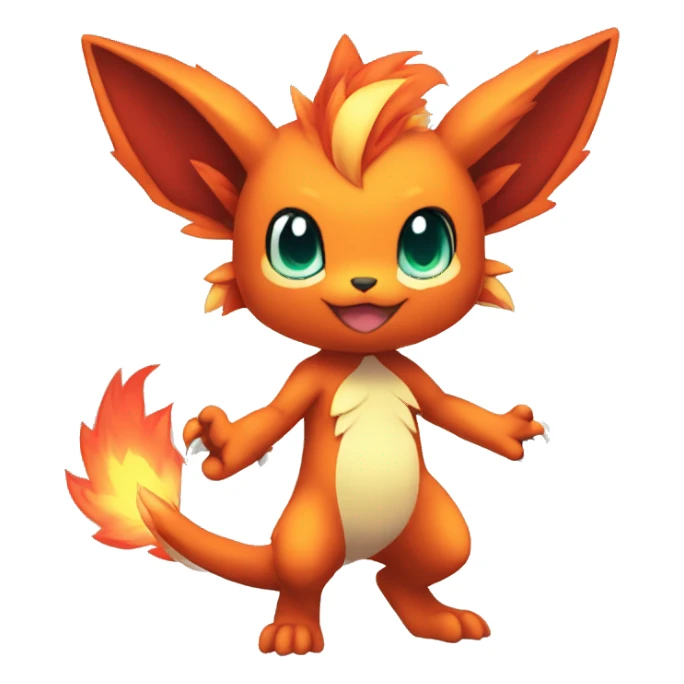 a anthro chibi-style fire-type Fakémon-hybrid full body sticker