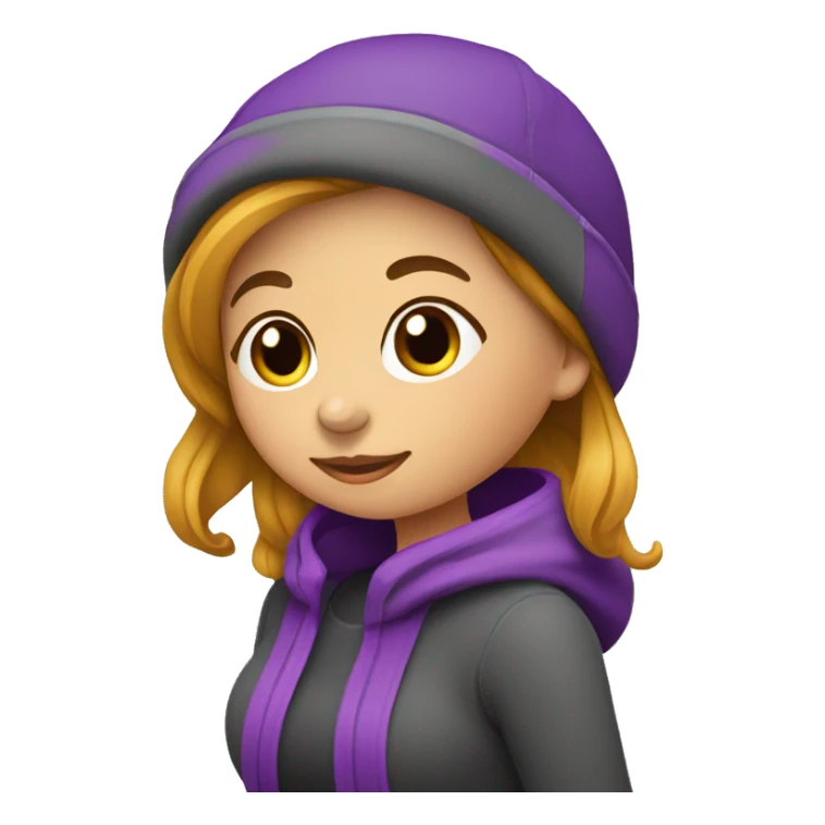 Mujer embarazada pelo morado corto y gorro negro con gris sticker