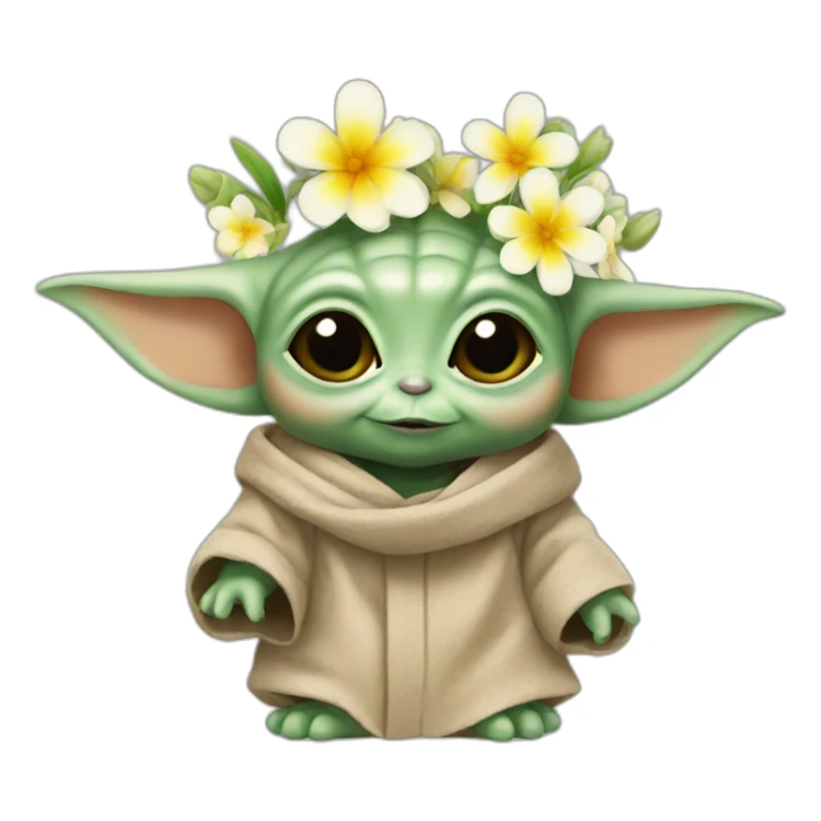 Baby yoda with flowers sticker