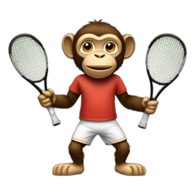 generate a monkey ready to play tenis with a bag with rackets and the hands in the pockets sticker