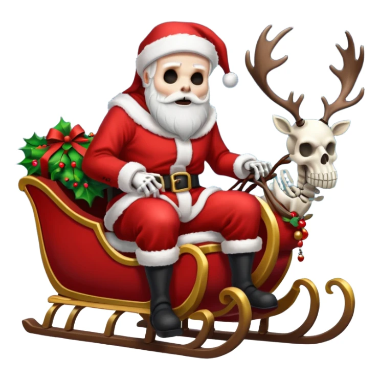 Grim reaper as Santa with a sleigh and skeleton reindeer sticker