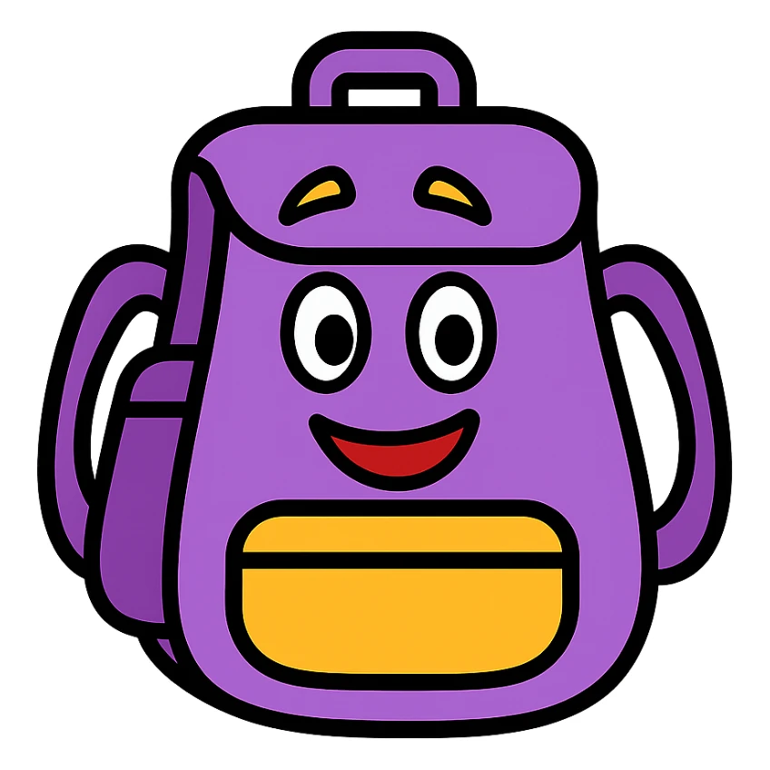 color outline icon of purple backpack from Dora the Explorer sticker