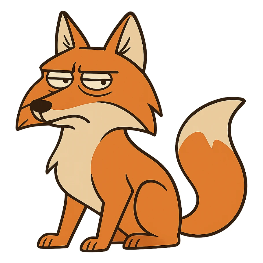 cartoon style orange Tibetan fox, no background sticker