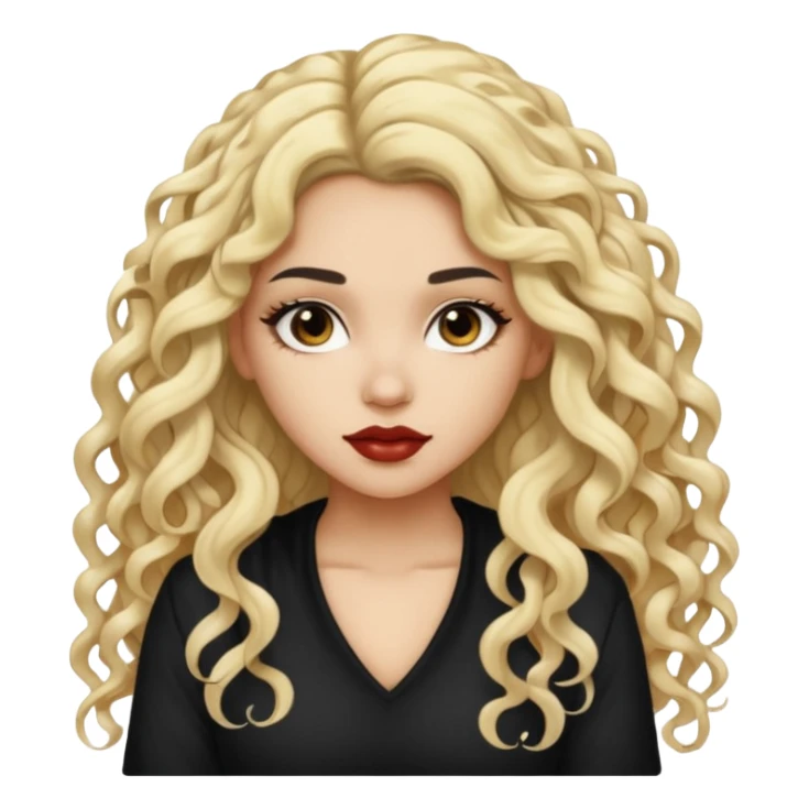 split dye leftside blonde rightside black long curly hair, pretty pale Latina bratz baddie sticker