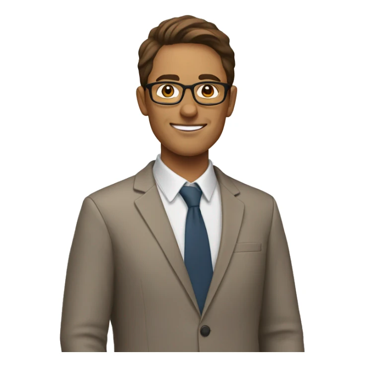 Teacher with brown hair and glasses and white sticker