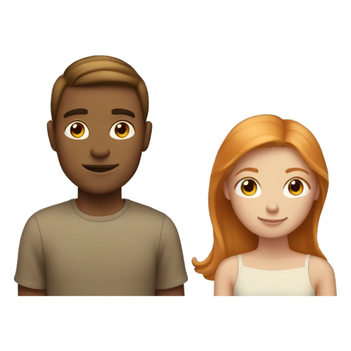 young tan Man with straight hair and young ginger woman cuddle sticker