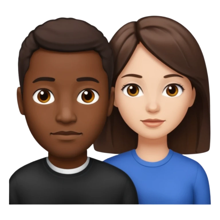 Black man short hair and white woman with long brown hair sticker