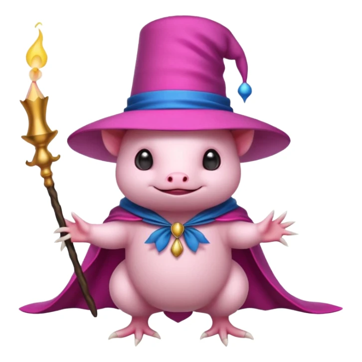 white axolotl with magician hat sticker