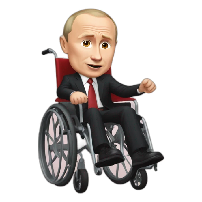 Meatcube vladimir putin small jumping wheelchair blod sticker