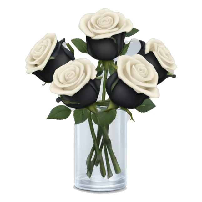 Black and ivory roses in transparent vase sticker